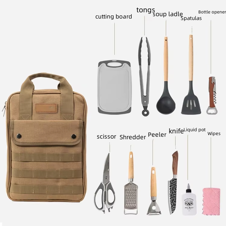 Camping Cooking Set With Bag - Ensemble d'accessoires d'ustensiles de cuisine pour