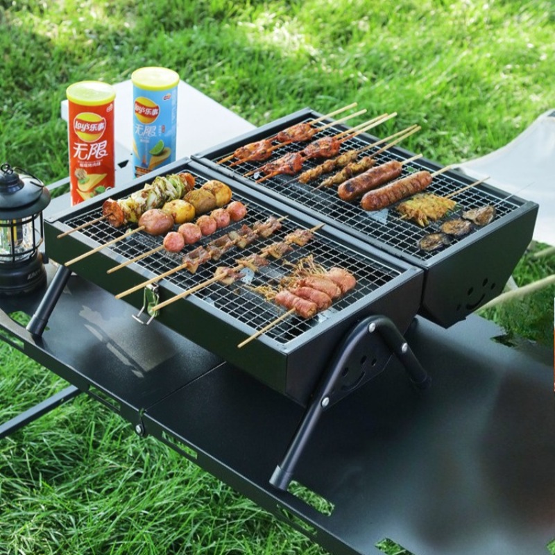 Camping Double Cooking Stove - Grill de Barbecue en acier au
