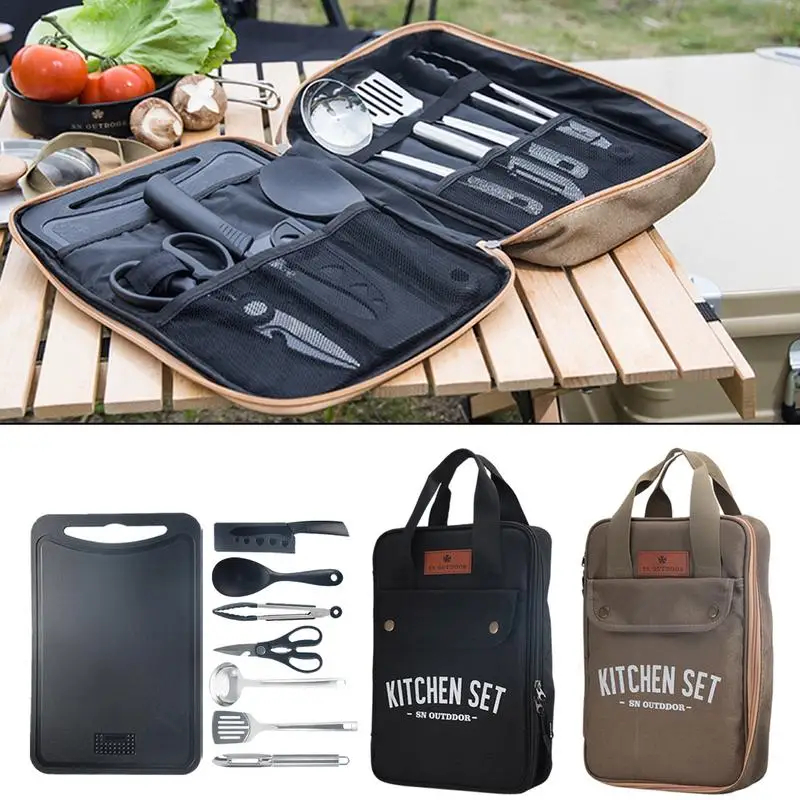 Camping Cooking Utensils Storage - Ensemble de 8 ustensiles de cuisine