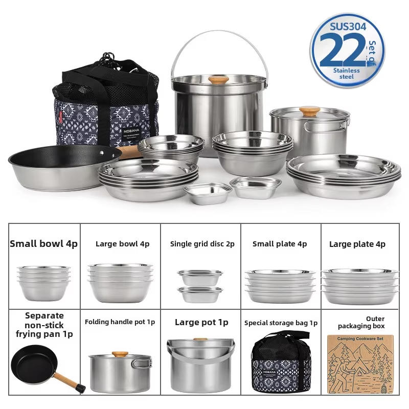 Camping Cooking Set With Bag - NOBANA plus récent ensemble de casseroles
