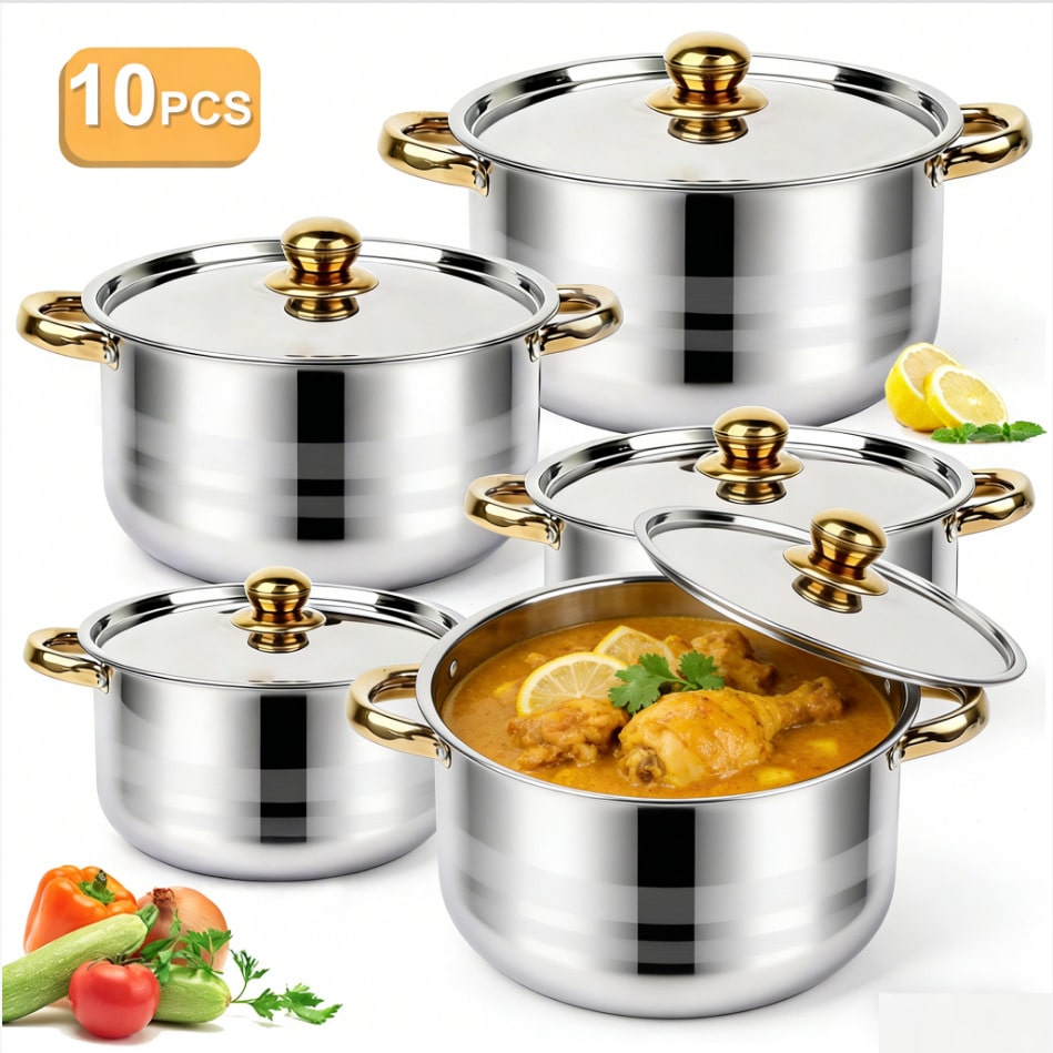 Camping Cooking Tool Set - Ensemble de casseroles en acier inoxydable,