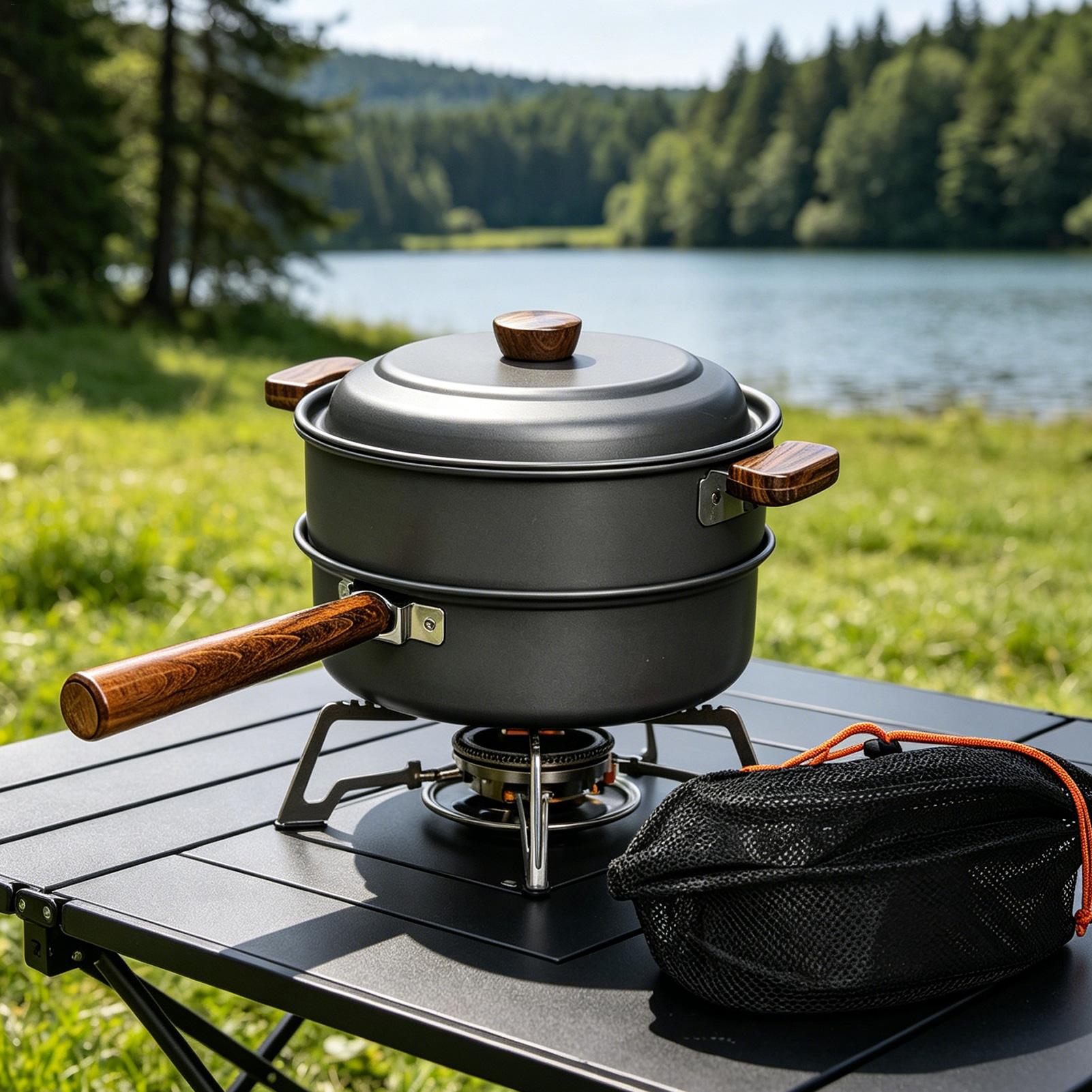 Poêle de camping portable, gra - Camping Double Cooking Stove avis et prix