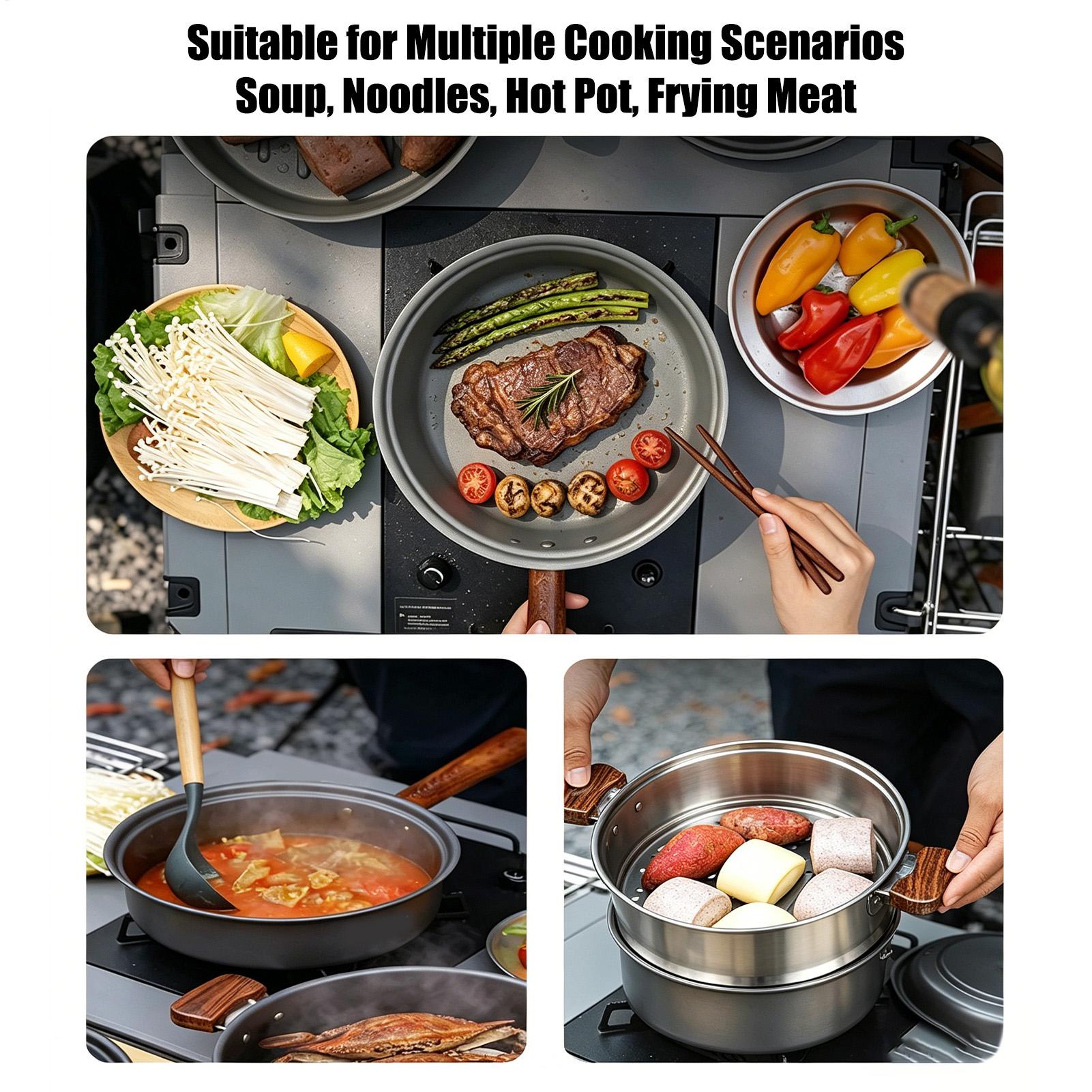 Pot de camping portable, grand - Camping Double Cooking Stove avis et prix