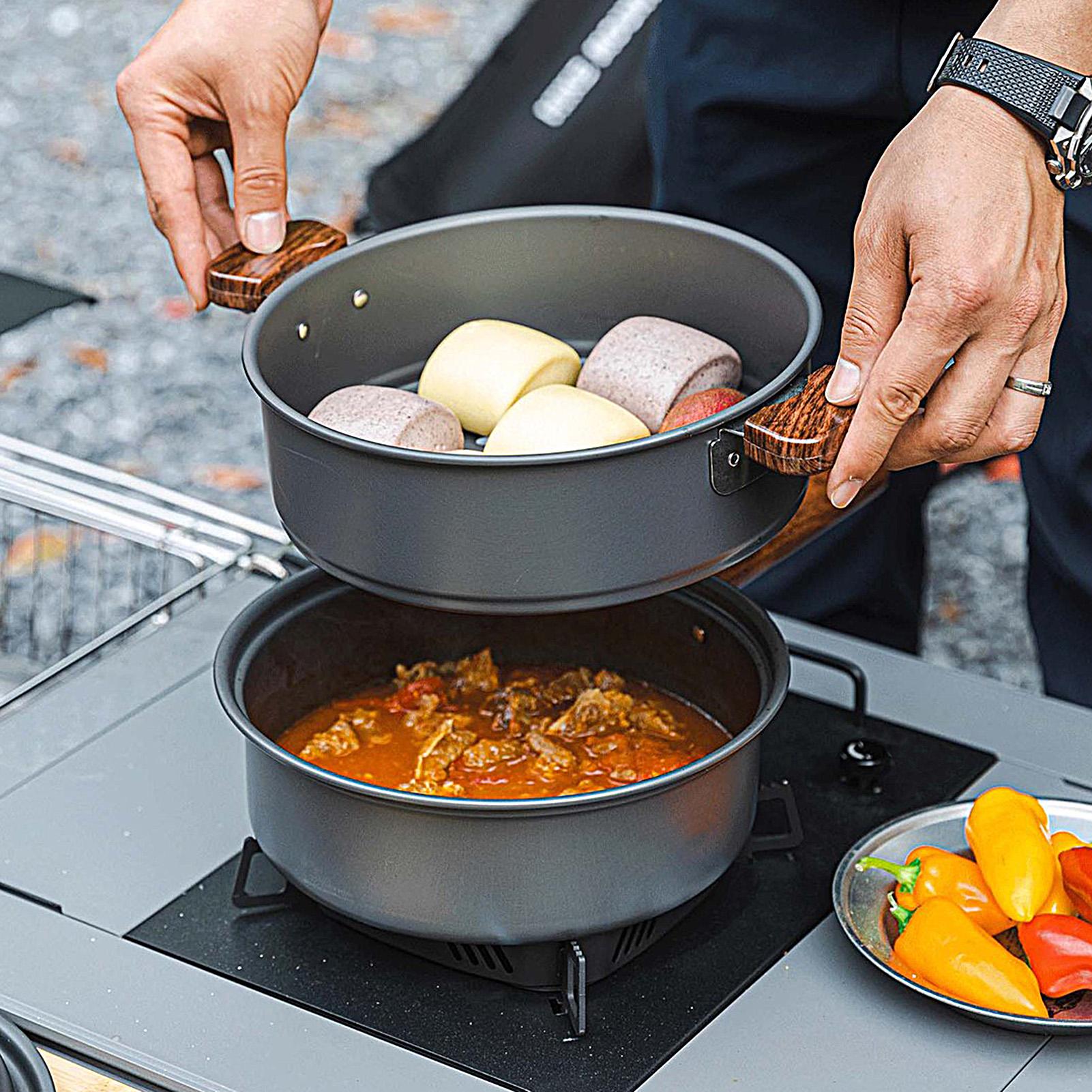 Pot à double couche avec poign - Camping Double Cooking Stove avis et prix